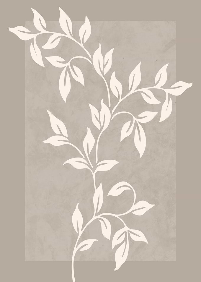 Elegant Beige Floral Branch Illustration