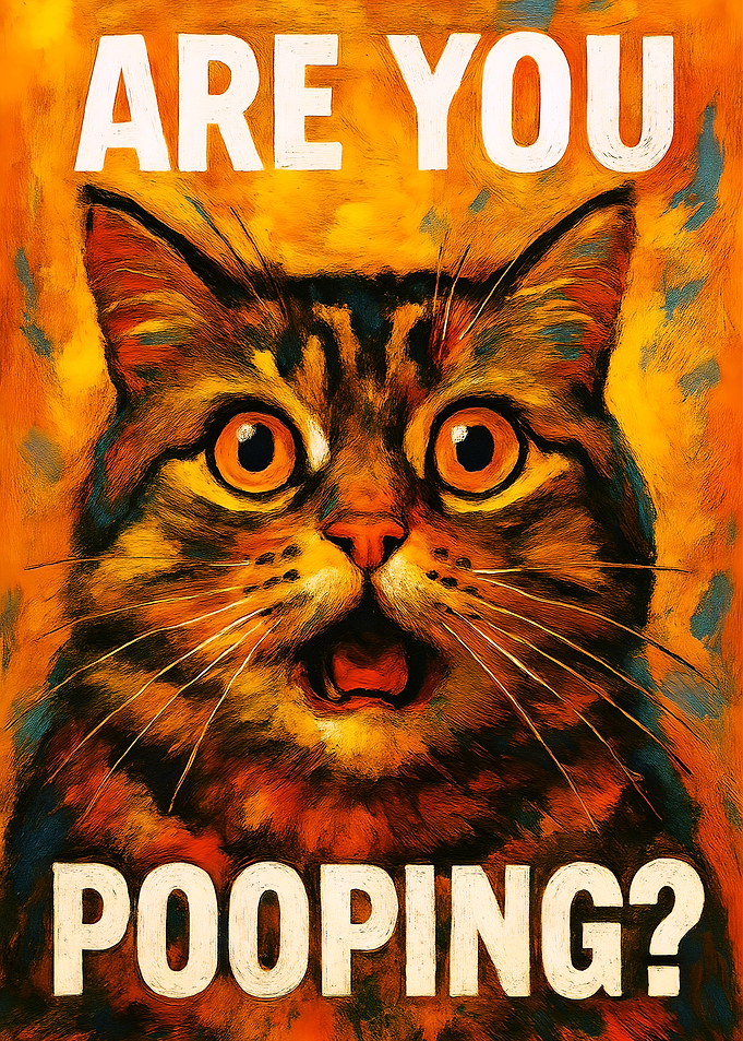 Surprised Cat: Are You Pooping?
