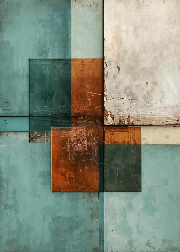 Abstract Geometric Color Block Painting