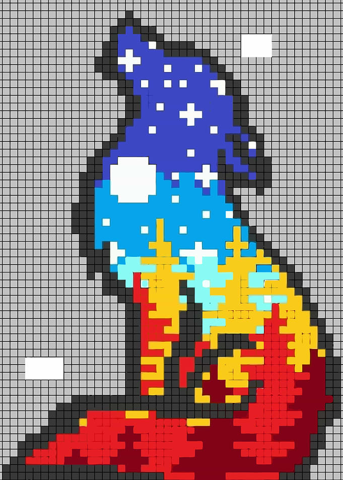 Pixel Art Wolf Silhouette Landscape