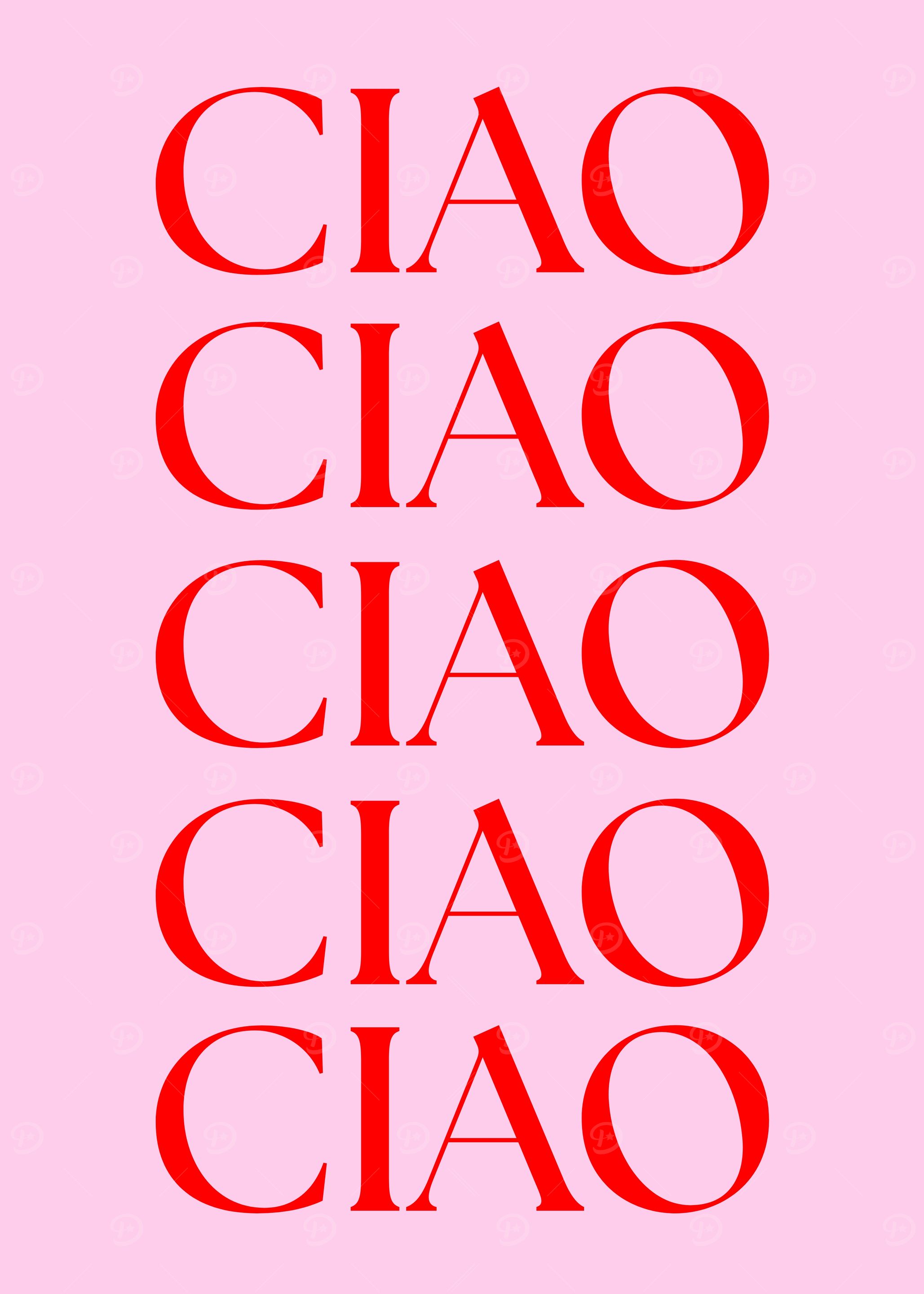 Ciao Red Text on Pink Background