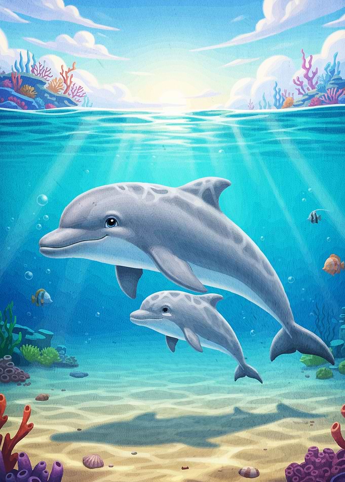 Dolphin Duo Ocean Scene