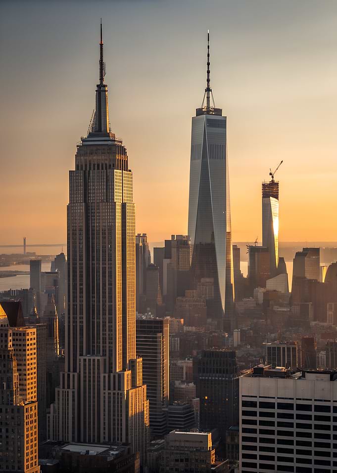 New York City Skyline at Sunset USA