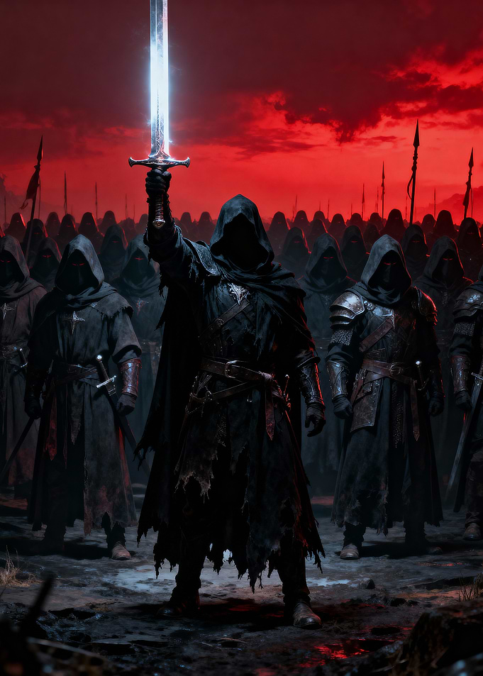Dark Army with Glowing Sword