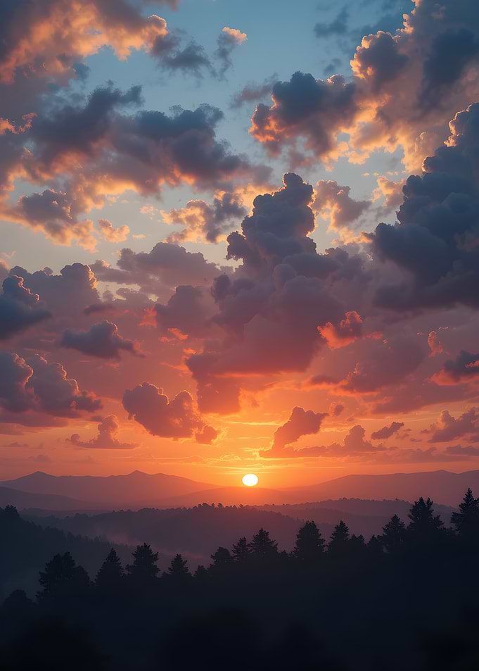Mountain Sunset with Clouds