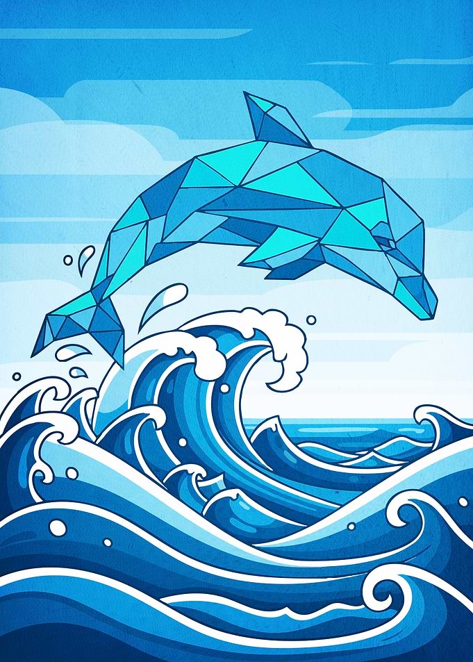 Geometric Dolphin Leaping Waves