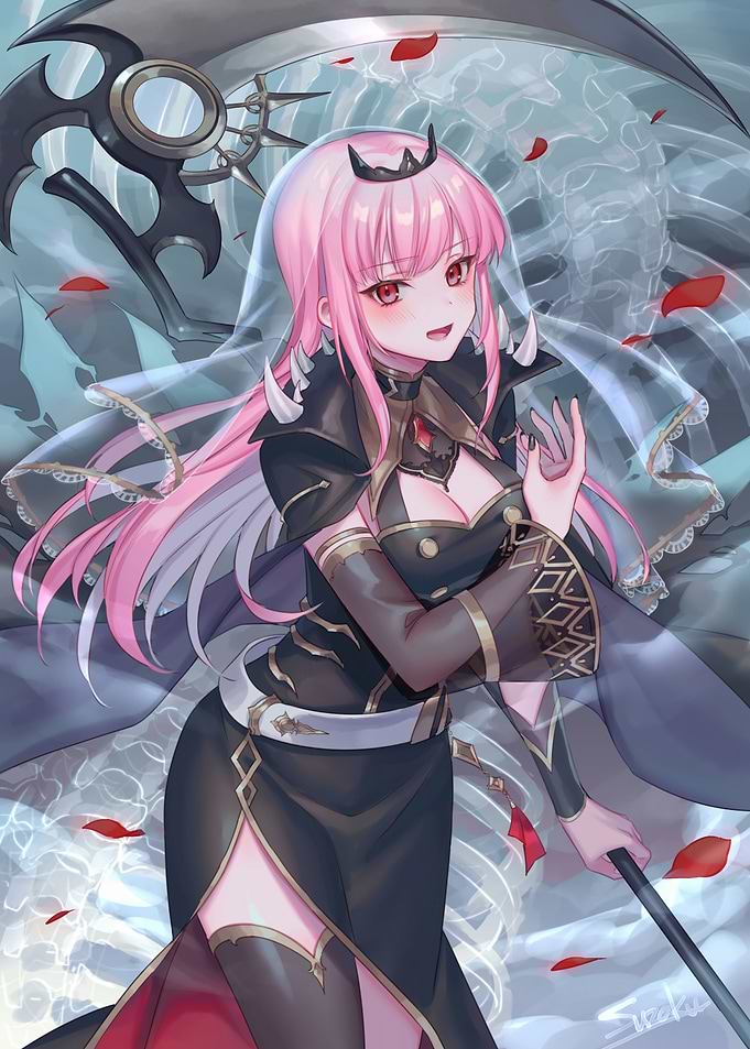 Anime Girl with Pink Hair and Scythe
