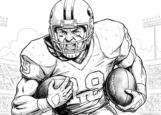 American Football Player Sketch Illustration