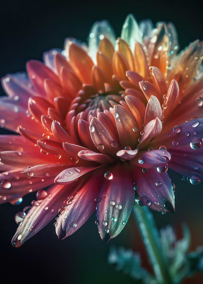 Dew-Kissed Chrysanthemum Close-Up