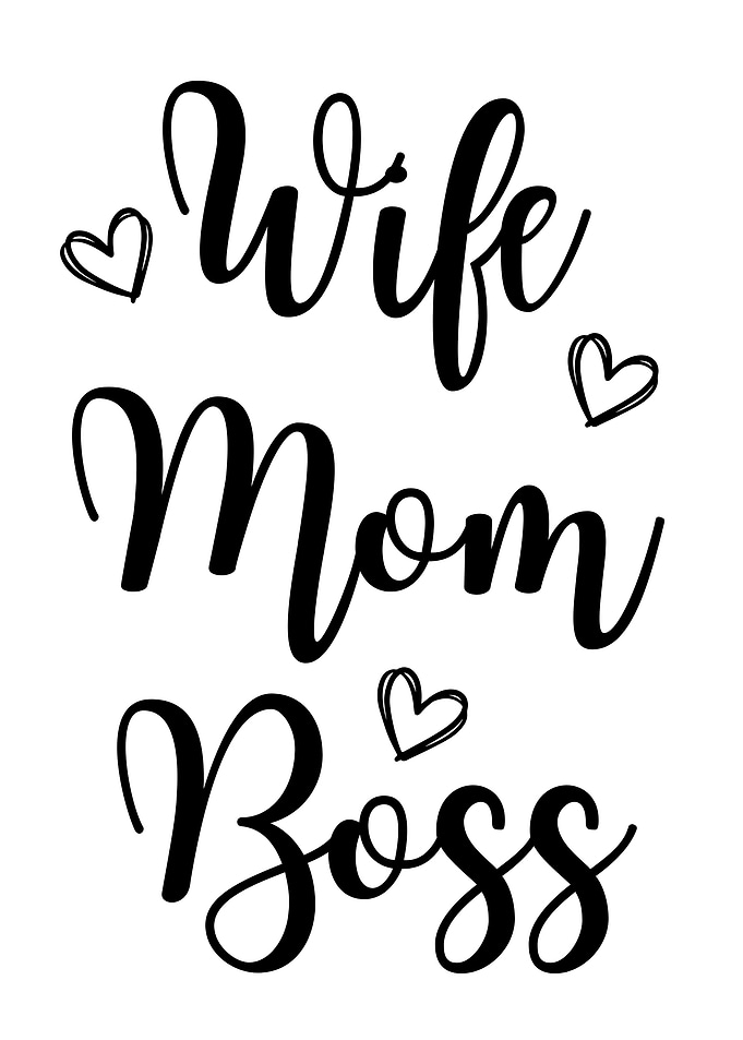 Wife Mom Boss Typography Art