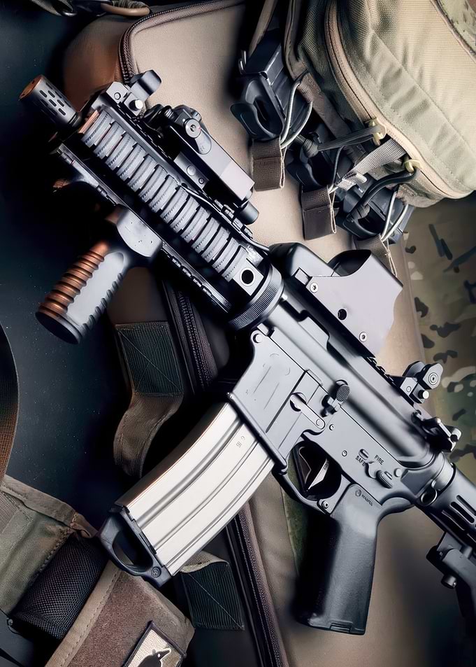 Black Assault Rifle with Tactical Gear