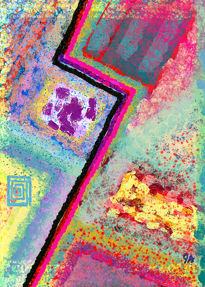 Colorful Abstract Geometric Digital Art - Creative Chaos In Composition