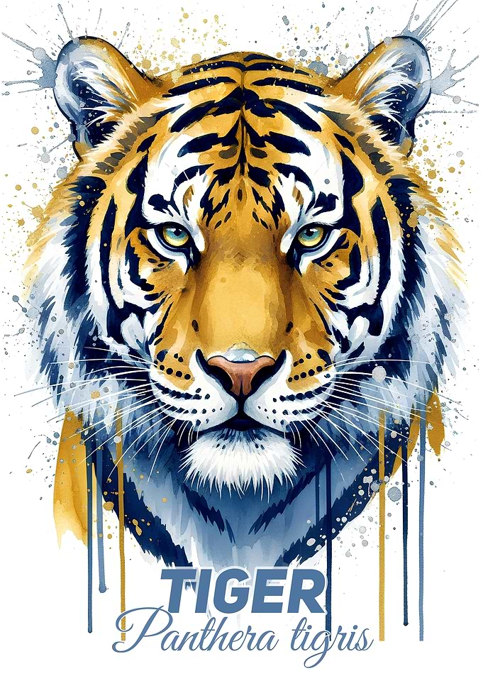 Tiger Watercolor Style Illustration