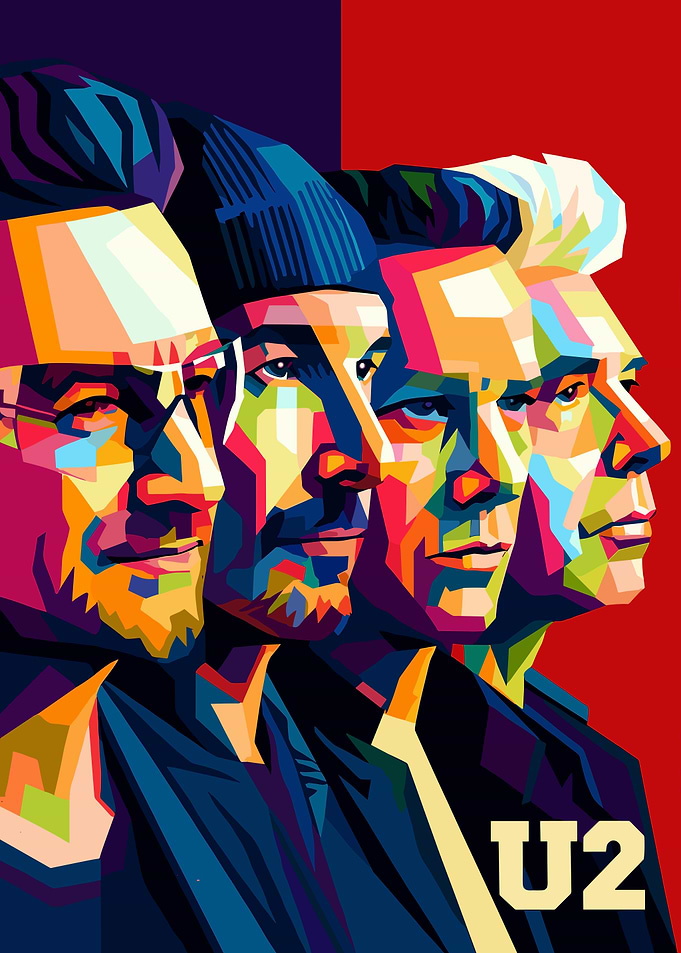 U2 Band Colorful Pop Art Portrait