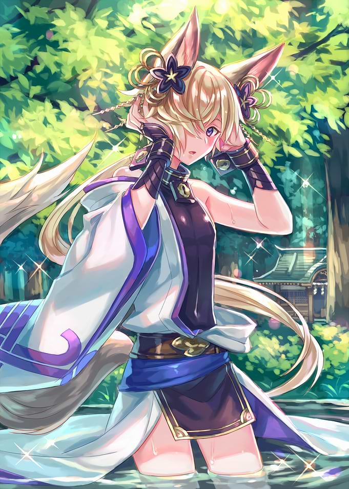 Anime Fox Girl in Forest Setting