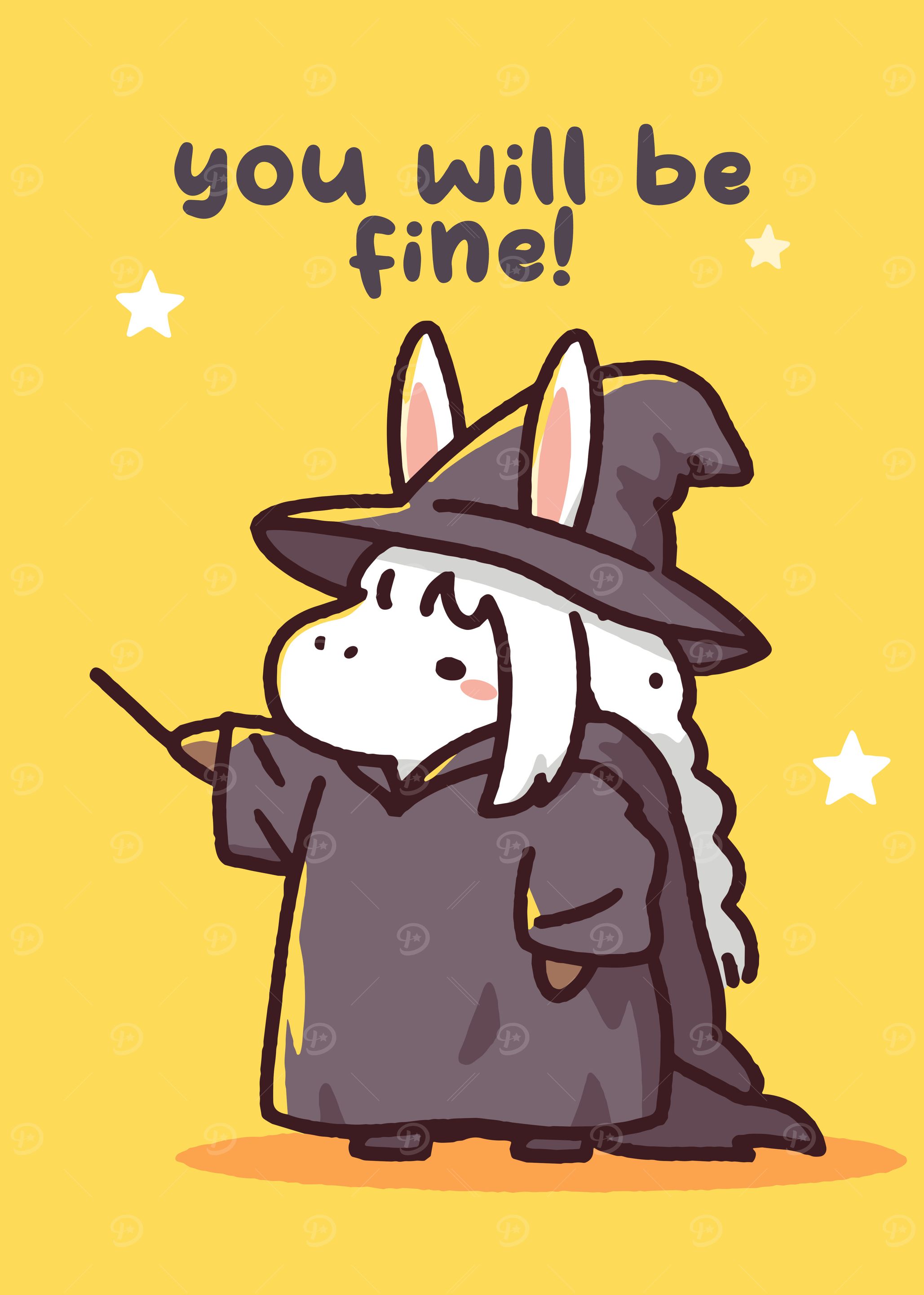 Cute Wizard Bunny with Positive Message