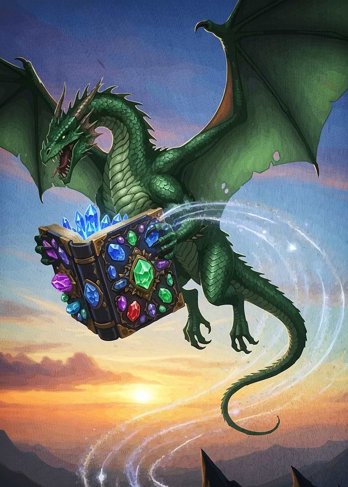 Dragon Flying Gemstone Book