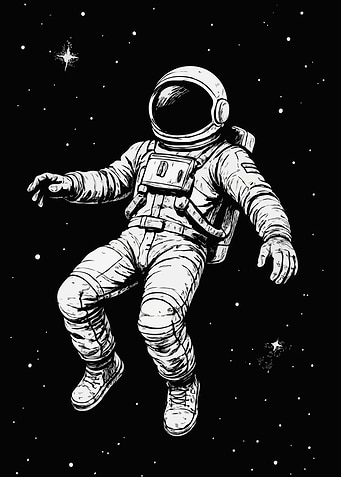 Astronaut Floating in Space Illustration Art