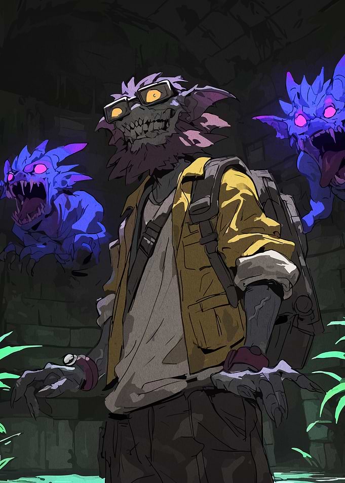 Monster Tourist with Glowing Companions