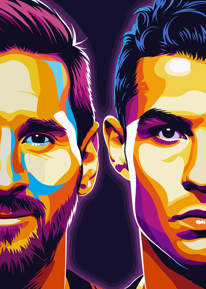 Messi and Ronaldo Pop Art Portrait
