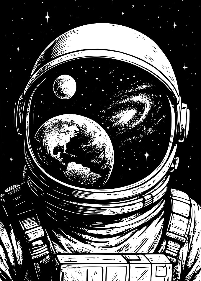 Astronaut Helmet with Space Reflection