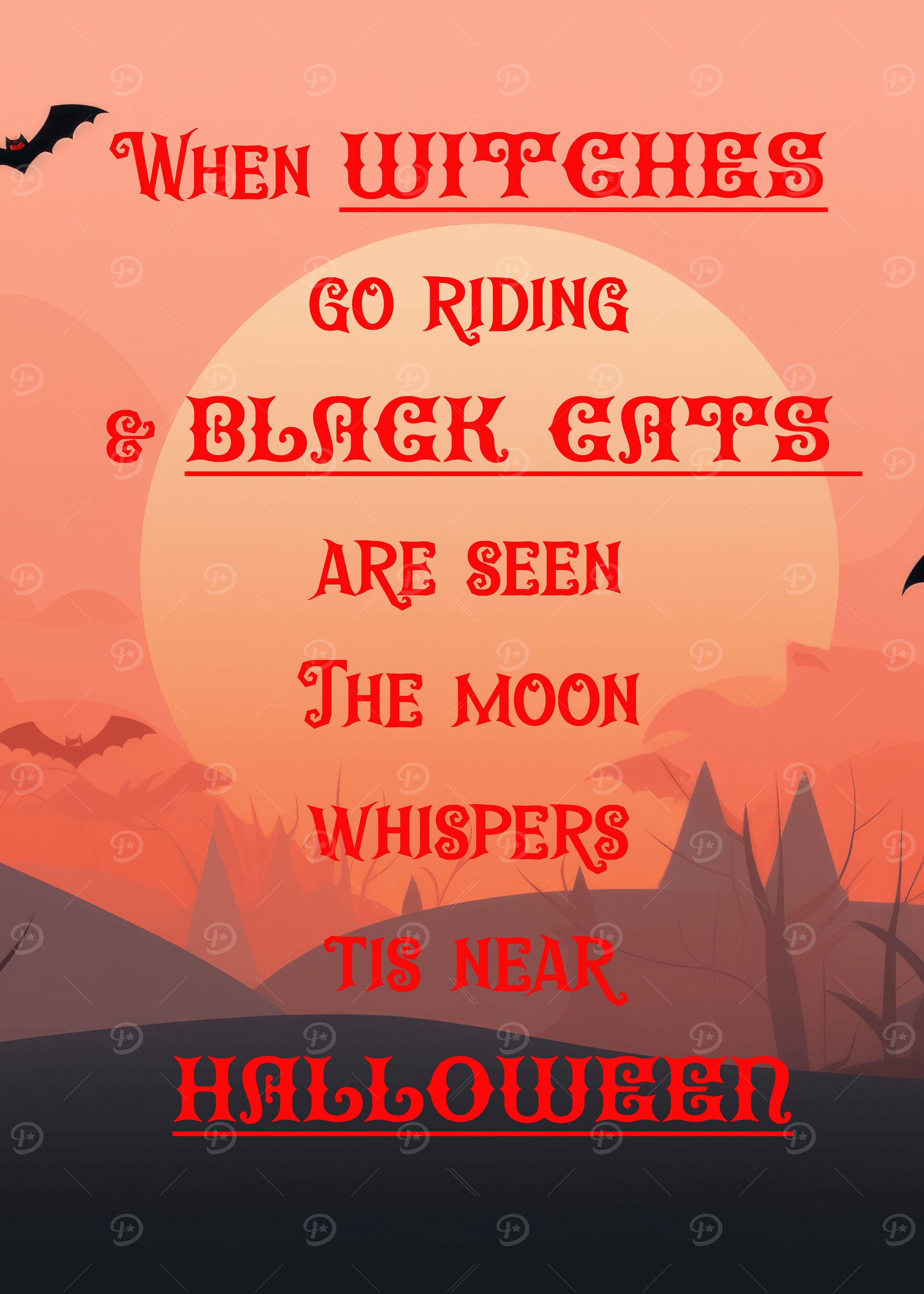 Halloween Witches and Black Cats