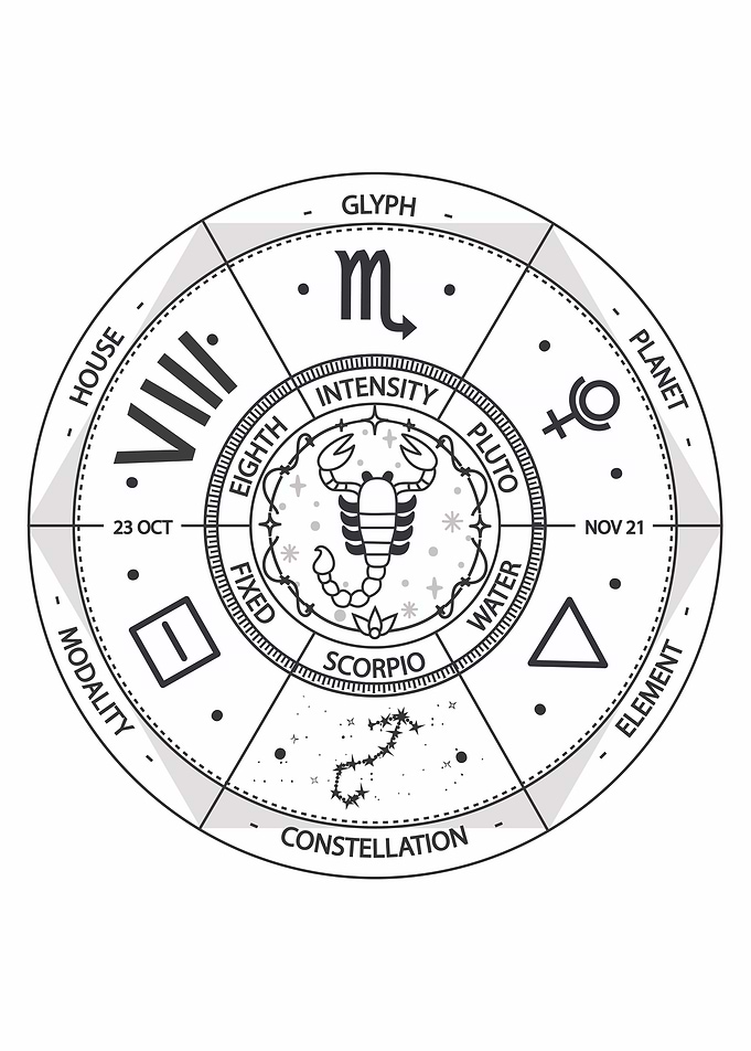 Scorpio Zodiac Sign Wheel Illustration