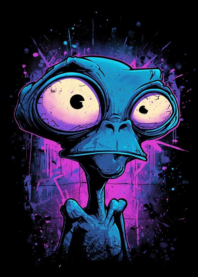 Cartoon Alien with Big Eyes