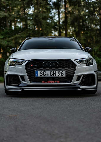 White Audi RS3 Front View