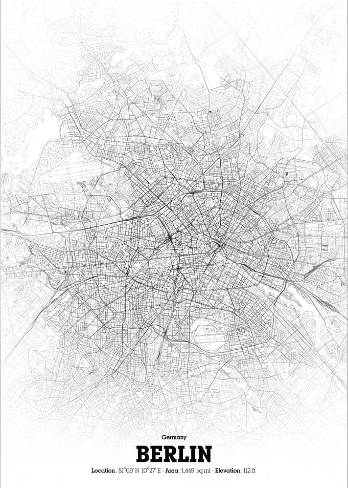Berlin City Map - Black and White