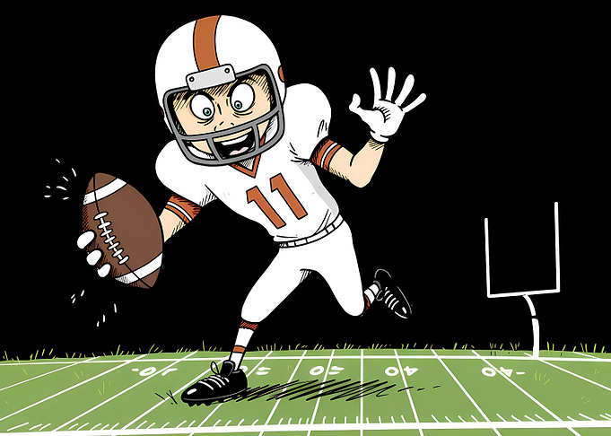 Cartoon Football Player Running with Ball