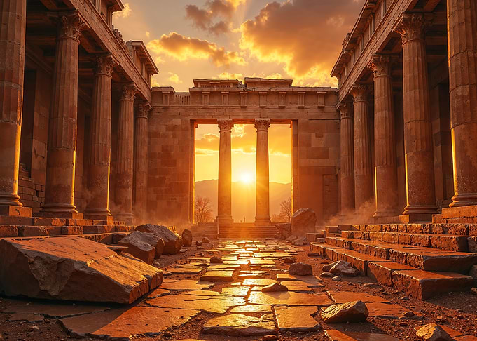 Ancient Ruins at Sunset