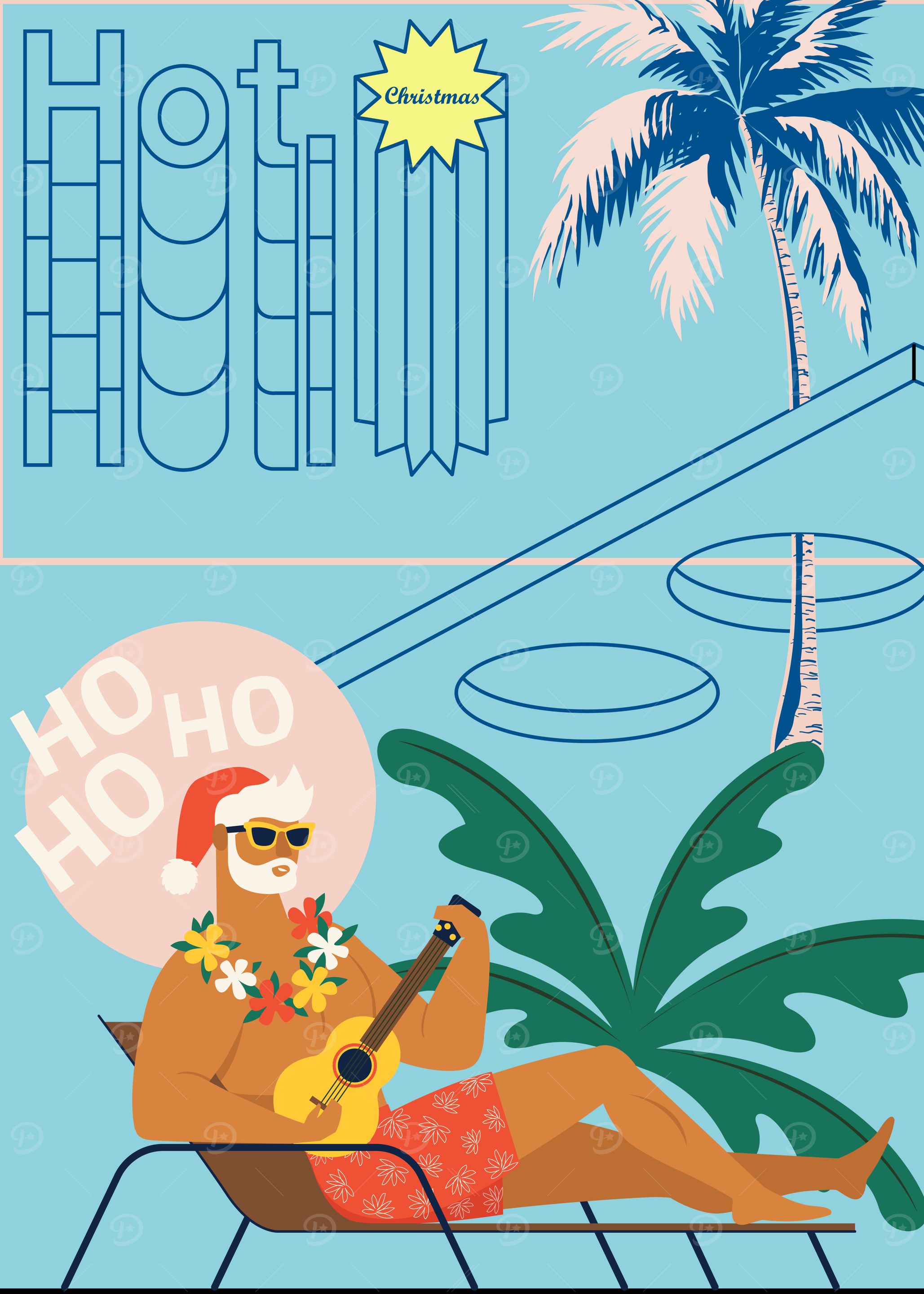 Hawaii Christmas Santa Travel Tropical Beach
