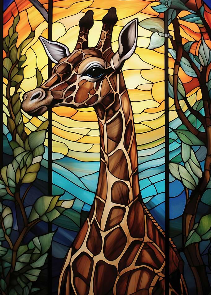 Stained Glass Giraffe Portrait