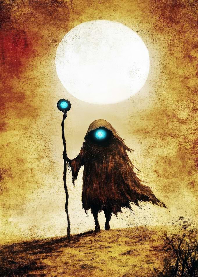 Mystic Figure Under the Moon