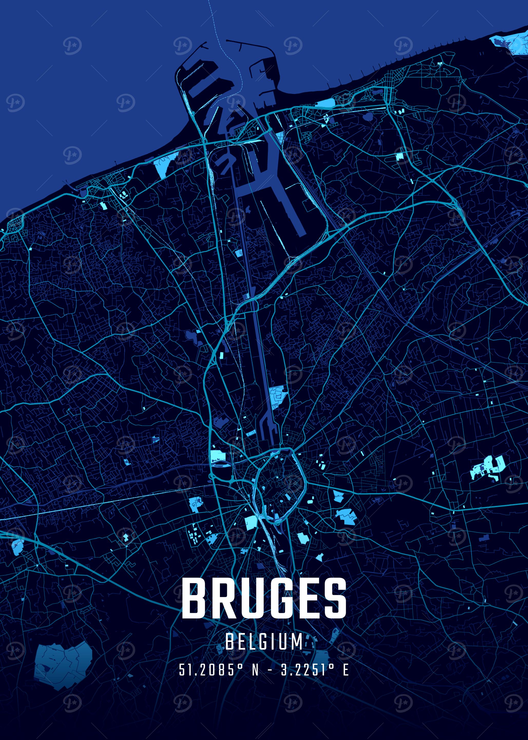 Bruges Midnight City Map