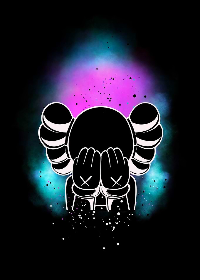 Kaws Inspired Figure with Galaxy Background