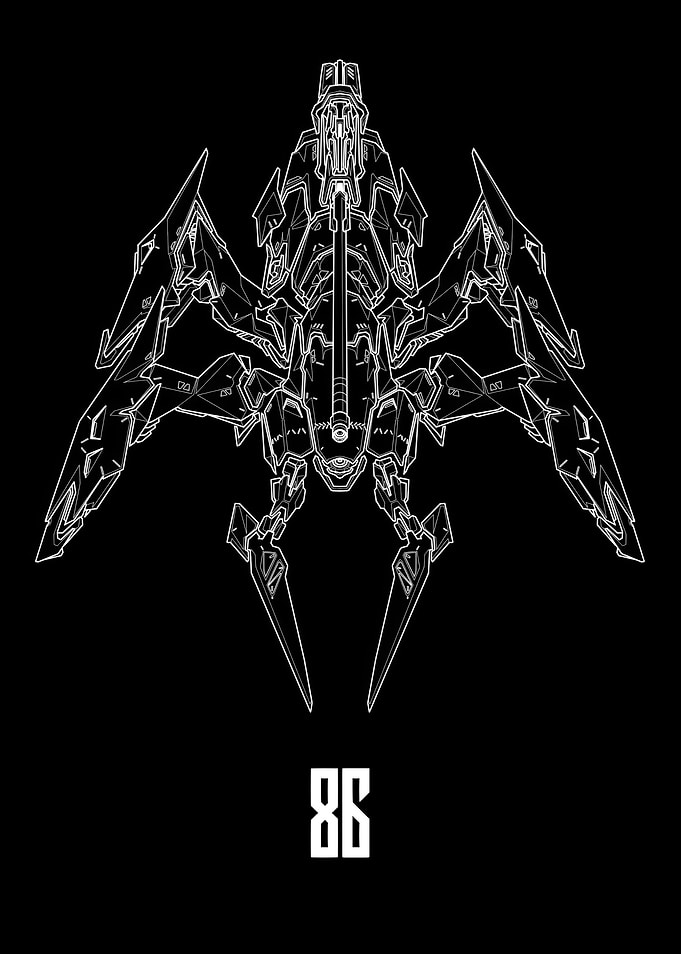 Futuristic Mecha Design on Black Background