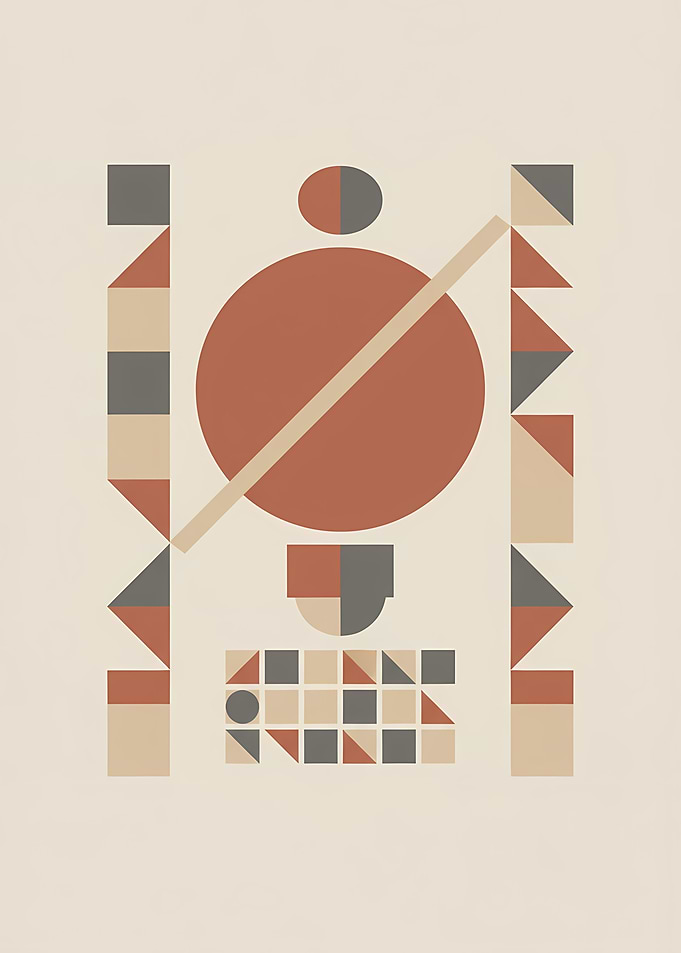Geometric Abstract Art with Circles and Squares