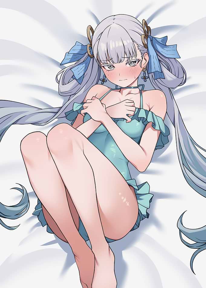 girl in swimsuit on bed