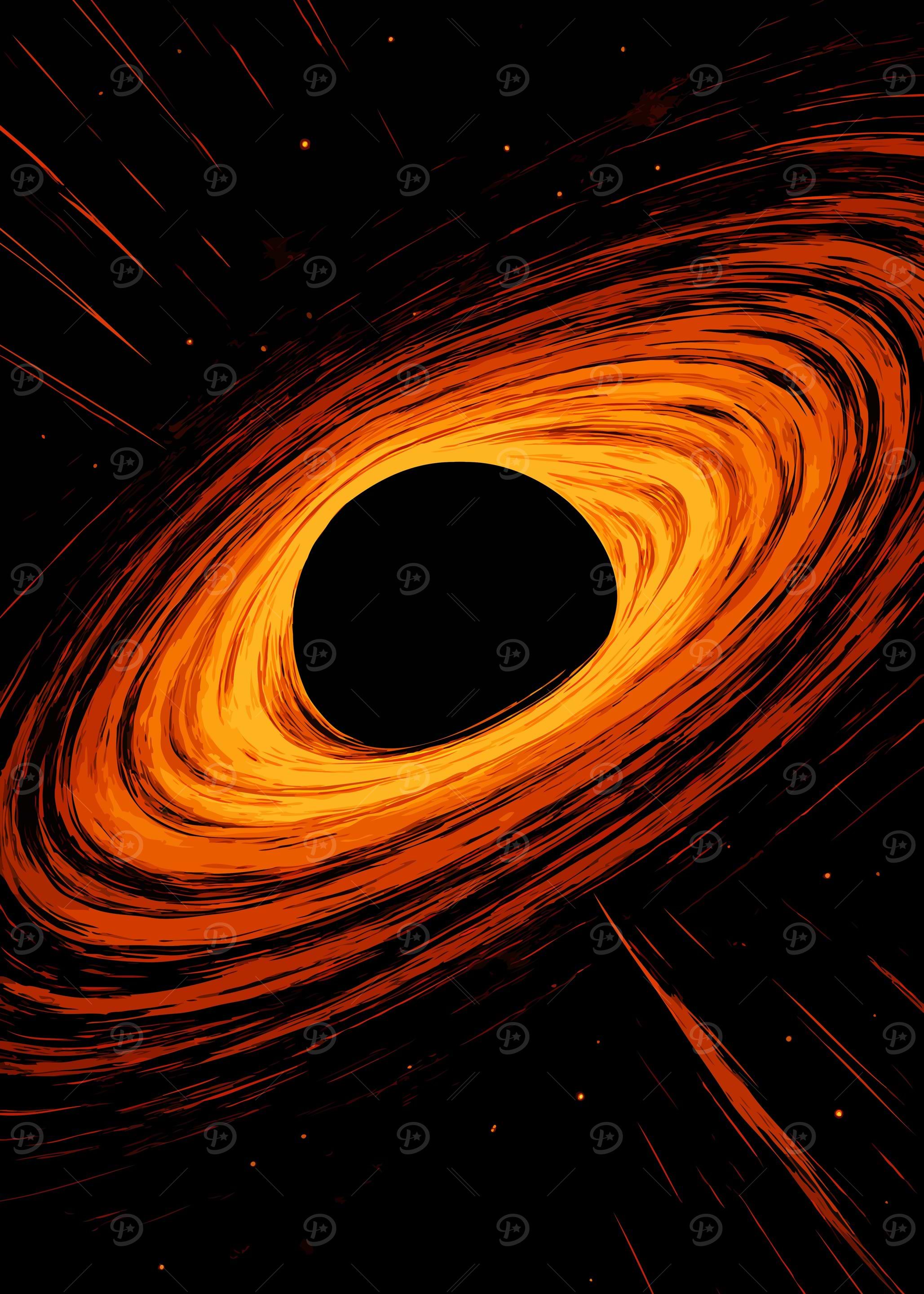 Orange Black Hole Digital Art