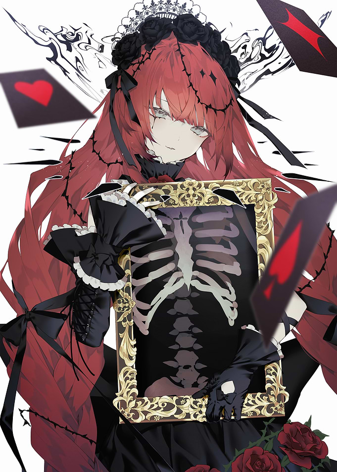 Red-haired Queen with Skeleton Portrait