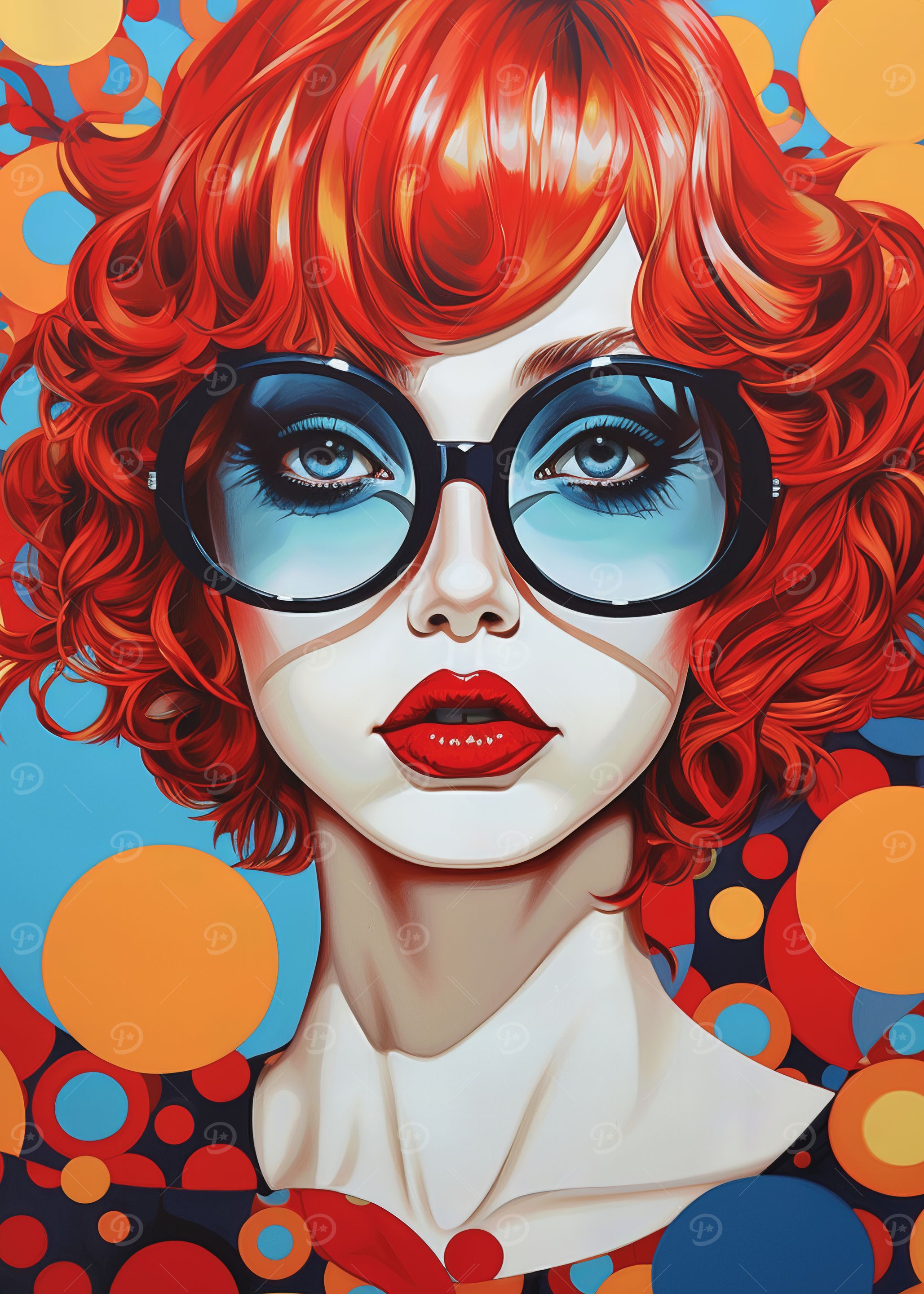 Retro Girl with Glasses Portrait