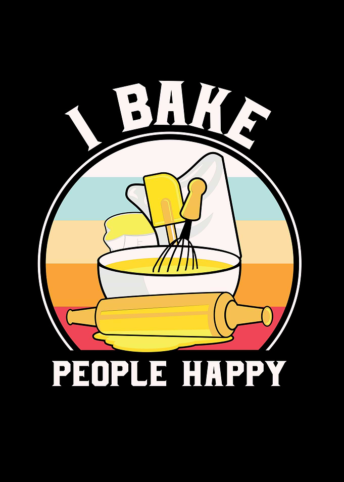 I Bake People Happy Baking Illustration