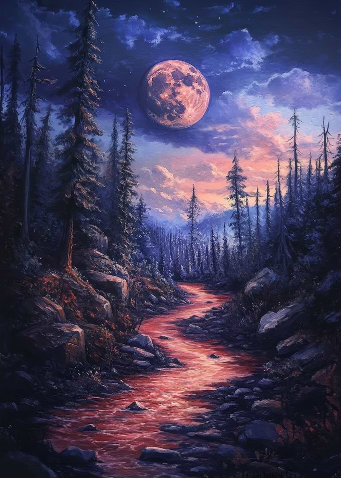 Red River Under a Full Moon