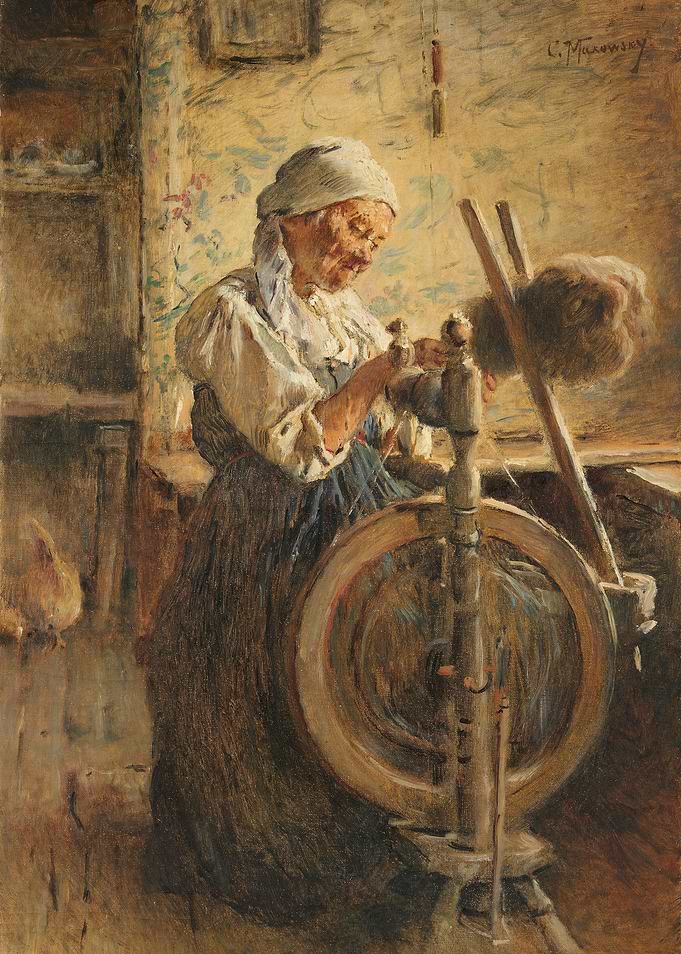 Woman Spinning Wool, Painting