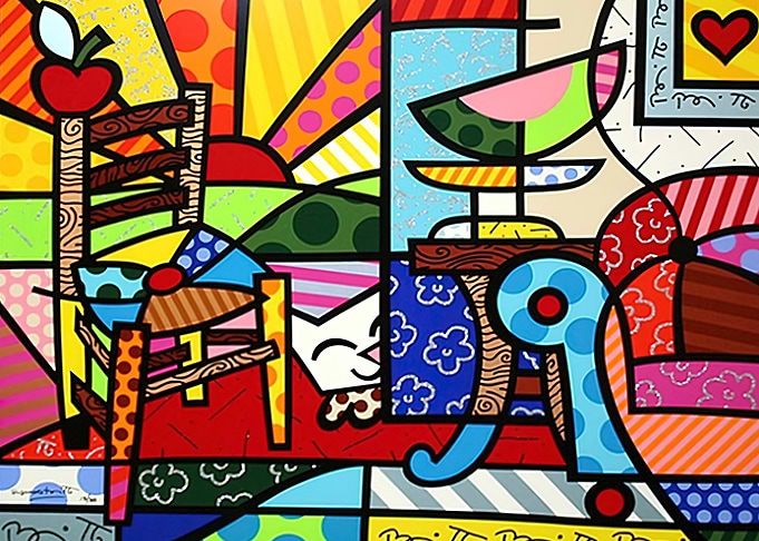 Colorful Abstract Still Life with Cat