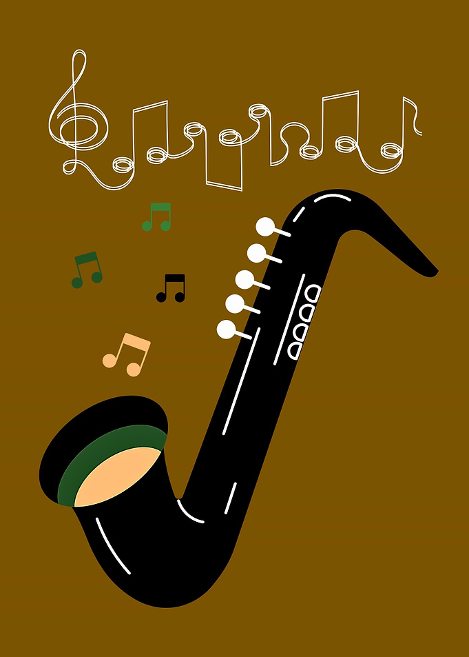 Saxophone and Music Notes Illustration