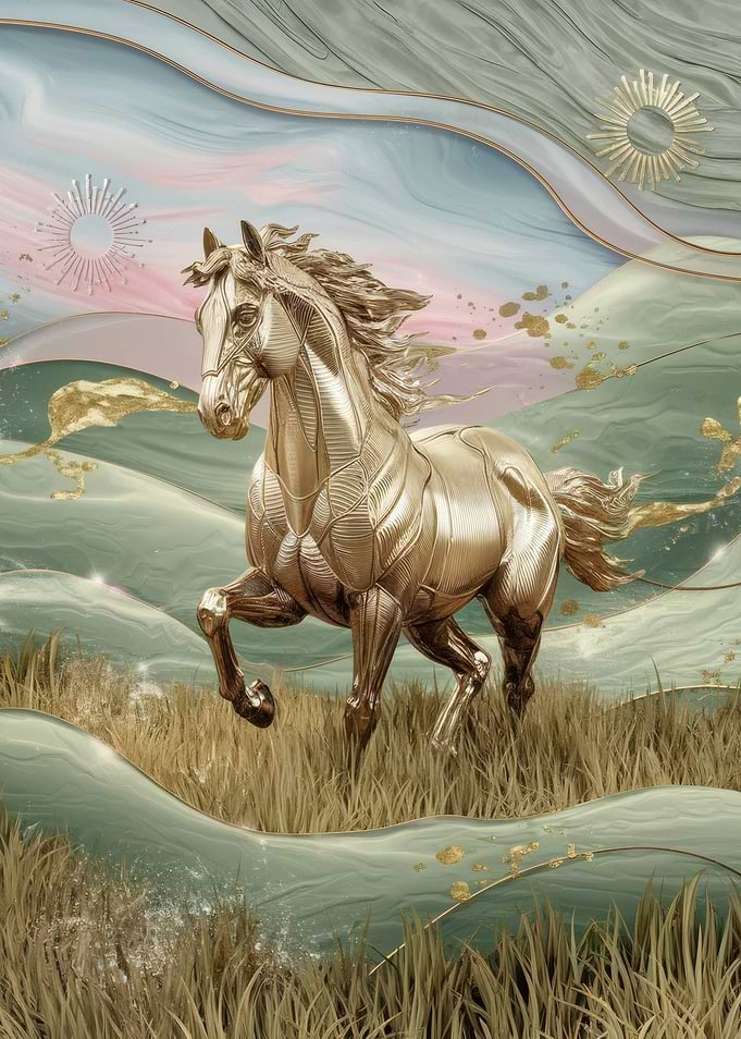 Golden Horse in a Summer Pasture
