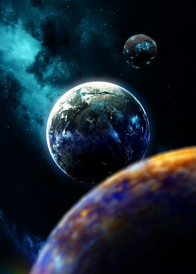 Space Scene with Planets and Nebula